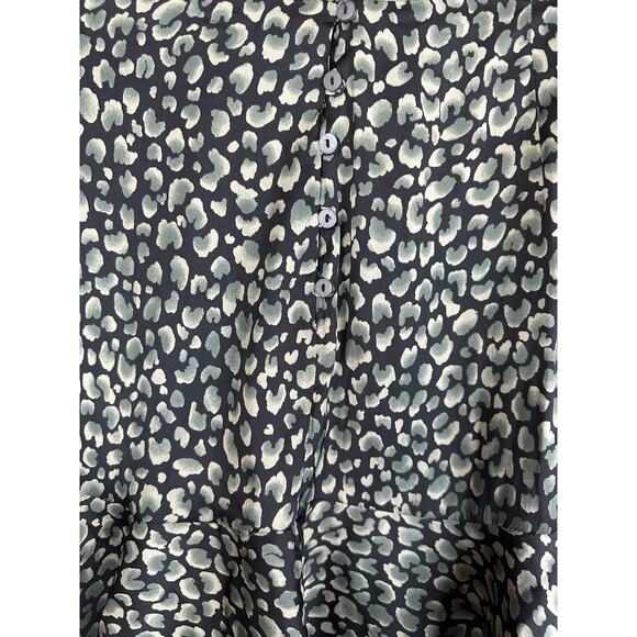 Free People Intimately Button Up Silky Mini Animal Print Grey Black Skirt Size L - Picture 4 of 5